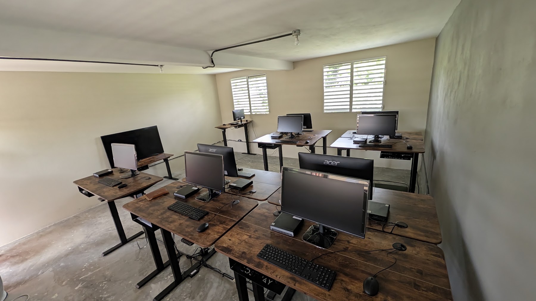 Close view of installed computers and keyboards
